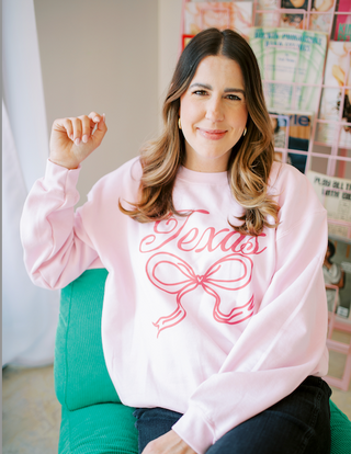 Light Pink Texas Bow Sweatshirt-Women's Sweatshirts-[product_category]-Whatsoever Things