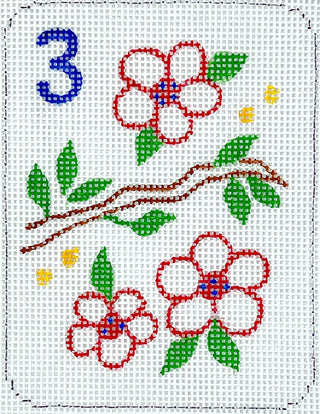 Mahjong Tile Flowers & Branch Needlepoint Canvas