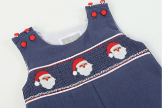 Navy Blue Santa Smocked Outfits-Baby & Kids Clothing-[product_category]-Whatsoever Things