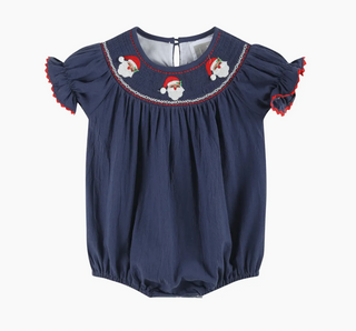 Navy Blue Santa Smocked Outfits-Baby & Kids Clothing-[product_category]-Whatsoever Things