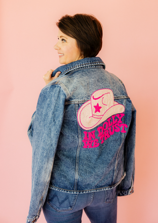 In Dolly We Trust Denim Jacket-Women's Outerwear-[product_category]-Whatsoever Things