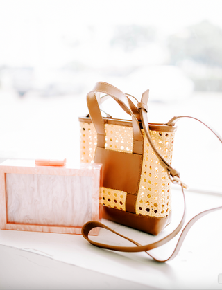 Woven Cane Crossbody Tote