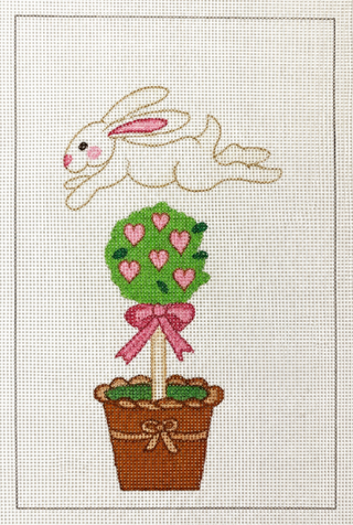 Rabbit & Heart Topiary Needlepoint Canvas