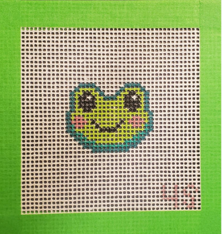 Smiling Frog Needlepoint Canvas | Bag Charm | Hand-Painted 14 Mesh
