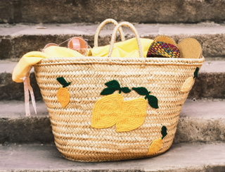 Lemon Straw Beach Bag | Vacation Travel Gift Tote