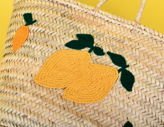 Lemon Straw Beach Bag | Vacation Travel Gift Tote