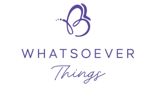 Logo of 'Whatever Things' with a stylized letter 'B' on a white background