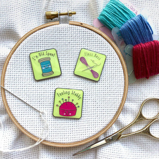 Spool of Thread "I'm Old Spool" Enamel Needle Minders