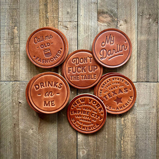 Use a F*cking Coaster Leather Coaster-Drinkware-[product_category]-Whatsoever Things