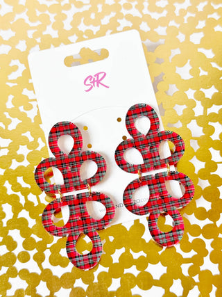 Red Plaid Acrylic Janey Dangle Earring-[product_category]-Whatsoever Things