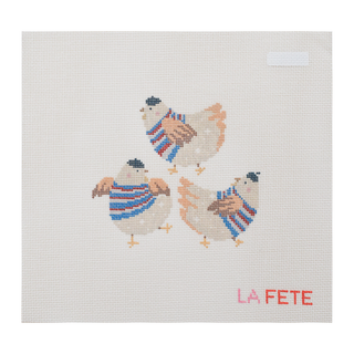 12 Days Of Christmas - Three French Hens Hand Painted Needlepoint Canvas