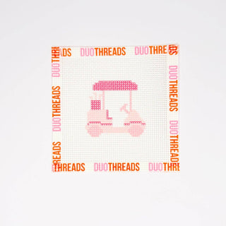 Pink Par Tee Golf Cart Needlepoint Canvas