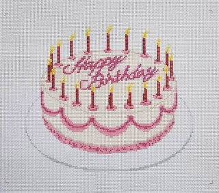 Birthday Cake Handpainted Needlepoint Canvas