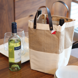 Bodega 4-Bottle Jute Wine Tote Customizable-Drinkware-[product_category]-Whatsoever Things