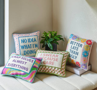 I Swear Because I Care Embroidered Pillow-[product_category]-Whatsoever Things