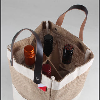 Bodega 4-Bottle Jute Wine Tote Customizable-Drinkware-[product_category]-Whatsoever Things
