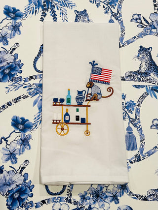 Towel - American Monkey Patriotic Bar Cart on white