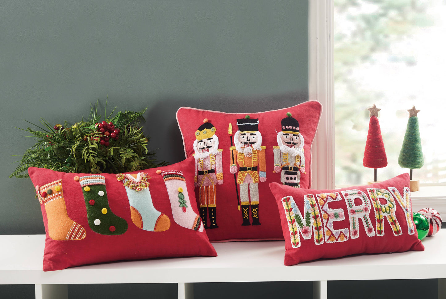 Boho Merry Embroidered Pillow