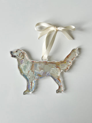Golden Retriever Light Acrylic Christmas Dog Ornament | Wreath Charm
