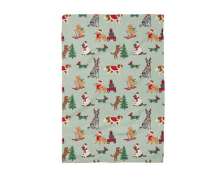 Dog Christmas Waffle Weave Kitchen Towel Festive Puppy