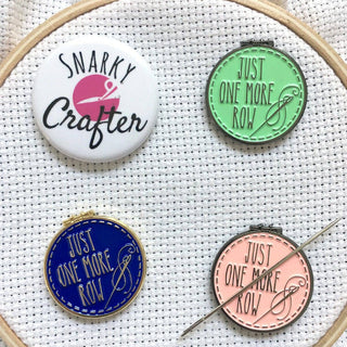 Just One More Row Cross Stitching Enamel Needle Minder