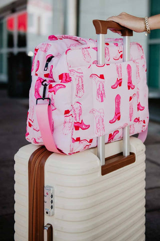 Light Pink Western Boots Weekender Bag-Bags-[product_category]-Whatsoever Things