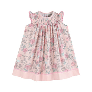 Pink Rose Smocked Flutter Sleeve Dress / Romper-Baby & Kids Clothing-[product_category]-Whatsoever Things