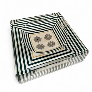 Catchall Lucite Bowl - Striped Floral