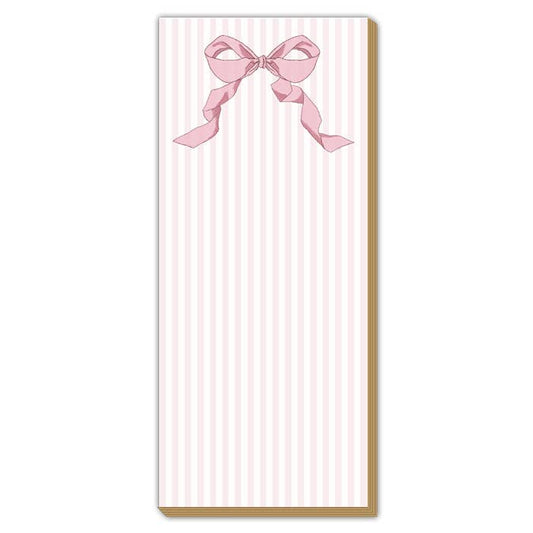 Pink Bow and stripe notepad / skinny pad