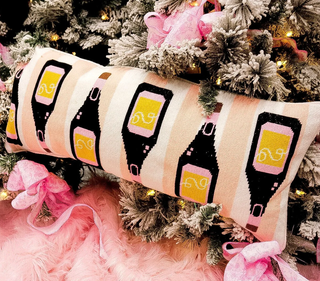 Champagne Needlepoint Lumbar Pillow