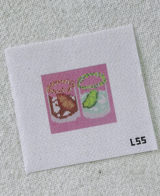 Margaritas and Manhattans Hand-Painted Needlepoint Canvas