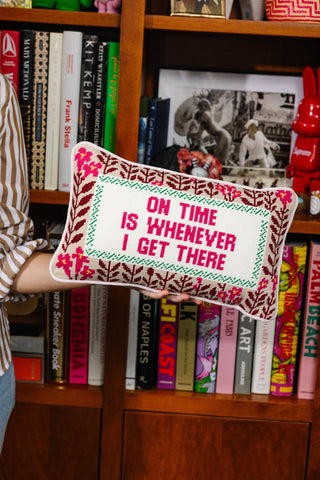 On Time Needlepoint PIllow-[product_category]-Whatsoever Things