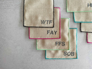 Colorful Sweary Cocktail Coasters, set of eight