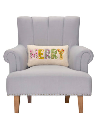 Merry Applique Embroidered Pillow