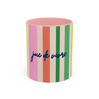 Colorful Striped Accent Coffee Mug, Navy – 'Joie de Vivre'