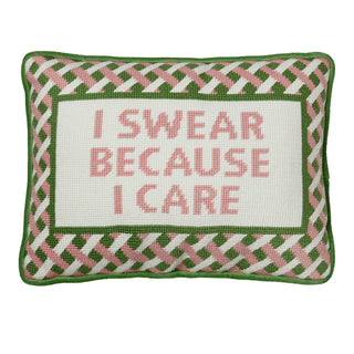 I Swear Because I Care Embroidered Pillow-[product_category]-Whatsoever Things