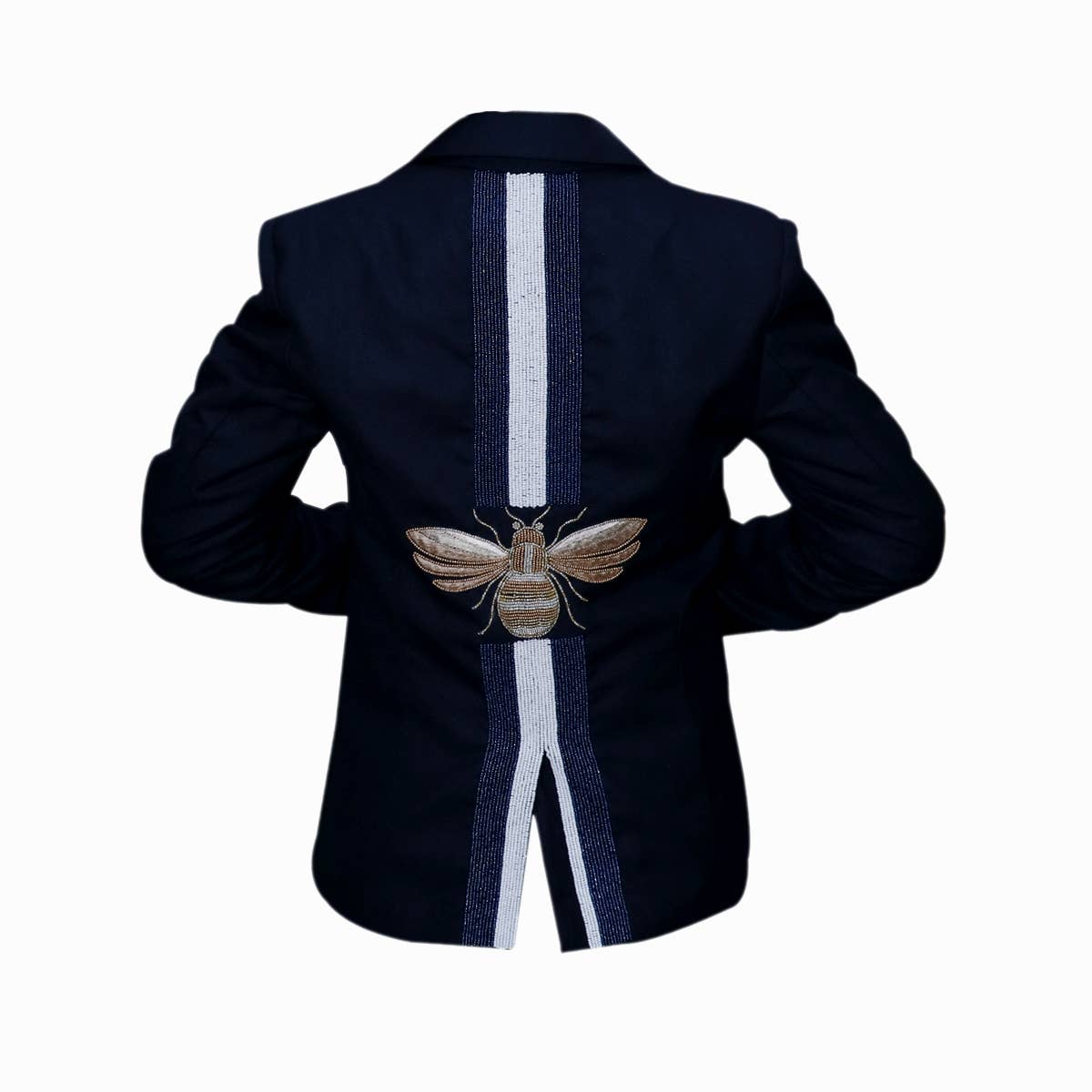 Custom Bee Beaded Blazer in Black (Four week turn)
