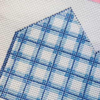 Blue Gingham Birthday Crown Canvas