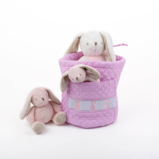Smocked Pink Bunny Drawstring Bag