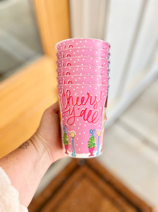 Snowy Village Reusable Party Cups-Set of 6