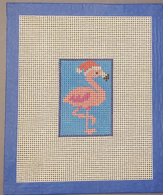 Coastal Christmas Flamingo Hand Painted Needlepoint Canvas