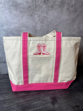 Cowgirl Boots Embroidered Tote-Bags-[product_category]-Whatsoever Things