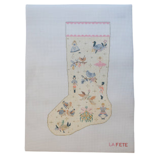 12 Days of Christmas Needlepoint Stocking Canvas | Hand-Painted 13 Mesh