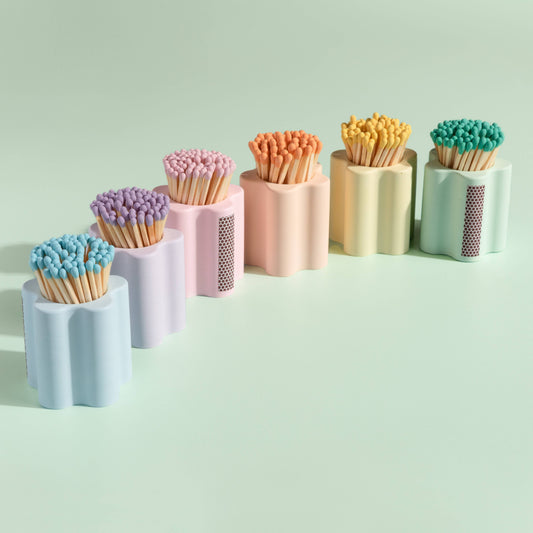 Pastel Flower Vessel with Colorful Matchsticks: Green