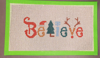 "Believe" Christmas Hand Painted Needlepoint Canvas