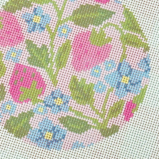 Strawberry Round Ornament Needlepoint Canvas, 18 Mesh, 4" Design