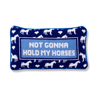 Hold My Horses Needlepoint Pillow-Pillows-[product_category]-Whatsoever Things
