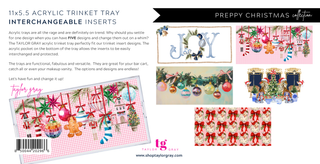 5.5x11 PREPPY CHRISTMAS Trinket Tray Insert Set of 5