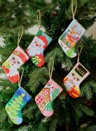 Santa w/Present Embroidered Mini Stocking-[product_category]-Whatsoever Things