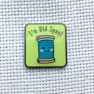 Spool of Thread "I'm Old Spool" Enamel Needle Minders